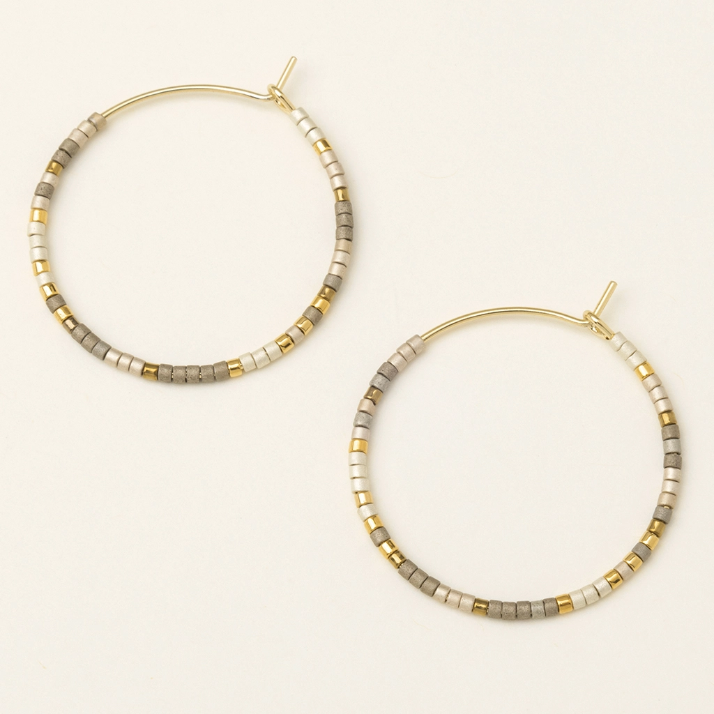 Miyuki Bead Hoops – Pewter Multicolor