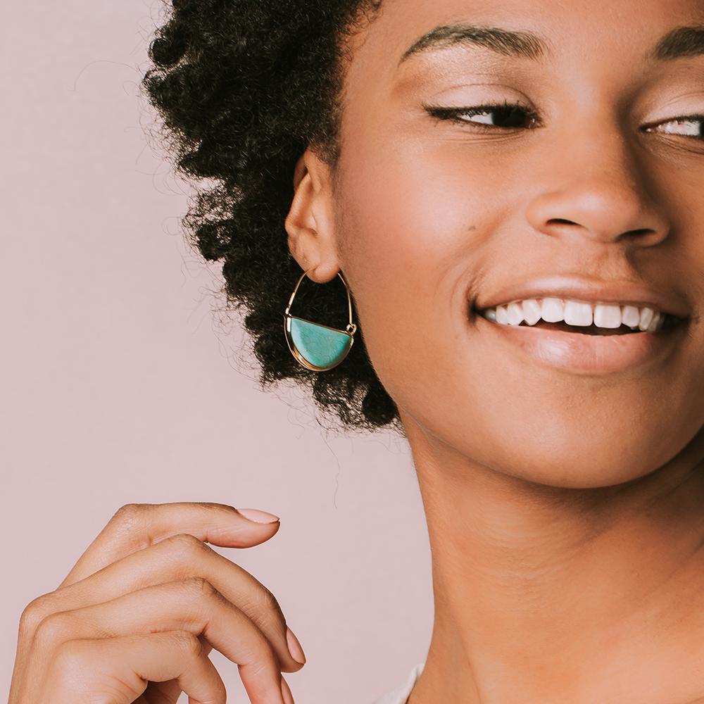 Stone Prism Hoop – Amazonite