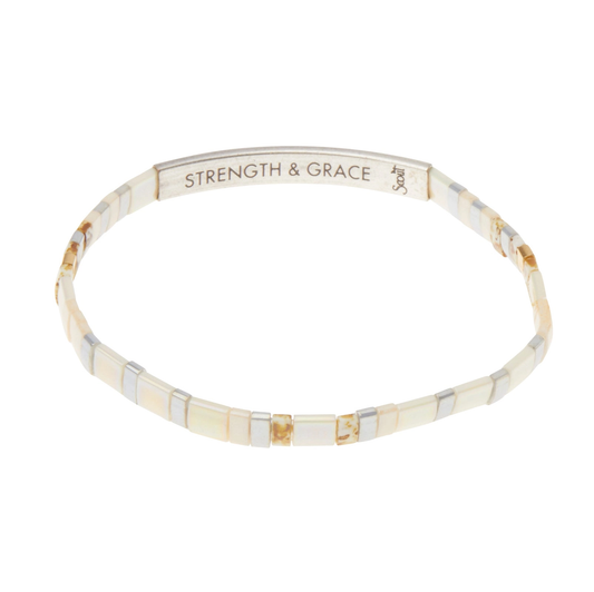 Good Karma Miyuki Bracelet | Strength & Grace – Ivory/Silver