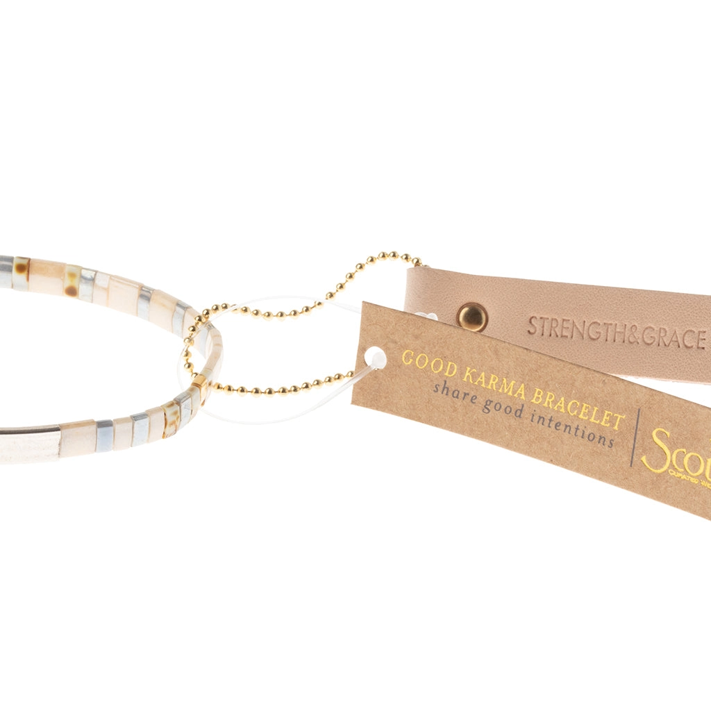 Good Karma Miyuki Bracelet | Strength & Grace – Ivory/Silver