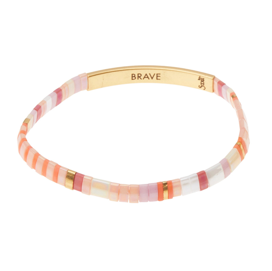 Good Karma Miyuki Bracelet | Brave – Pink Multi/Gold