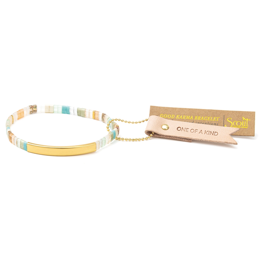 Good Karma Miyuki Bracelet | One of a Kind – Mint/Peach/Gold
