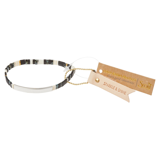 Good Karma Miyuki Bracelet | Sparkle & Shine – Raven/Silver