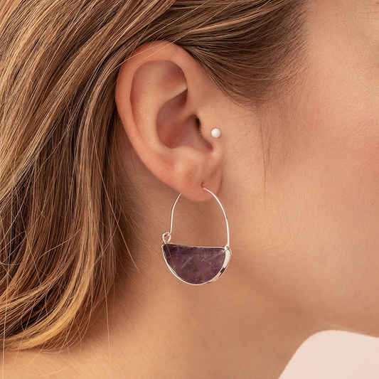 Stone Prism Hoop – Rose Quartz