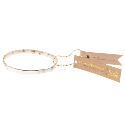 Good Karma Miyuki Bracelet | Strength & Grace – Ivory/Silver