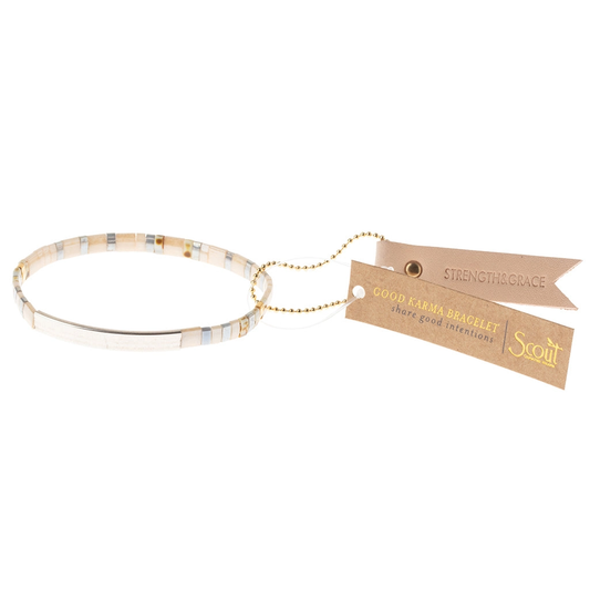 Good Karma Miyuki Bracelet | Strength & Grace – Ivory/Silver